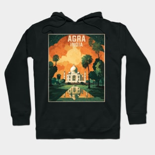 Agra India Starry Night Vintage Tourism Travel Hoodie